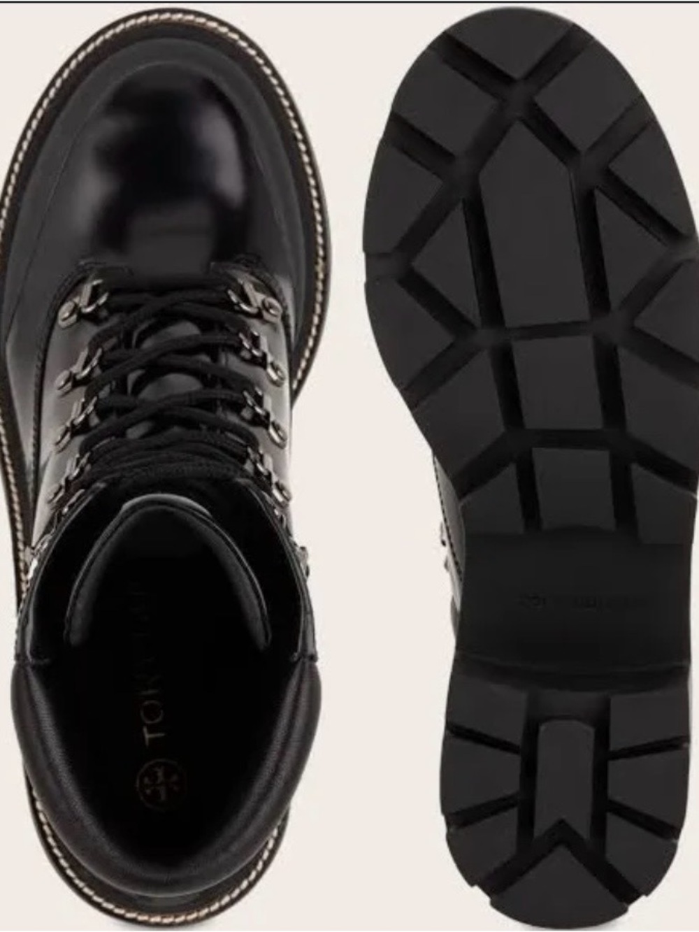Tory Burch Miller Lug Hiking Boot Black 5 - Picture 3 of 16